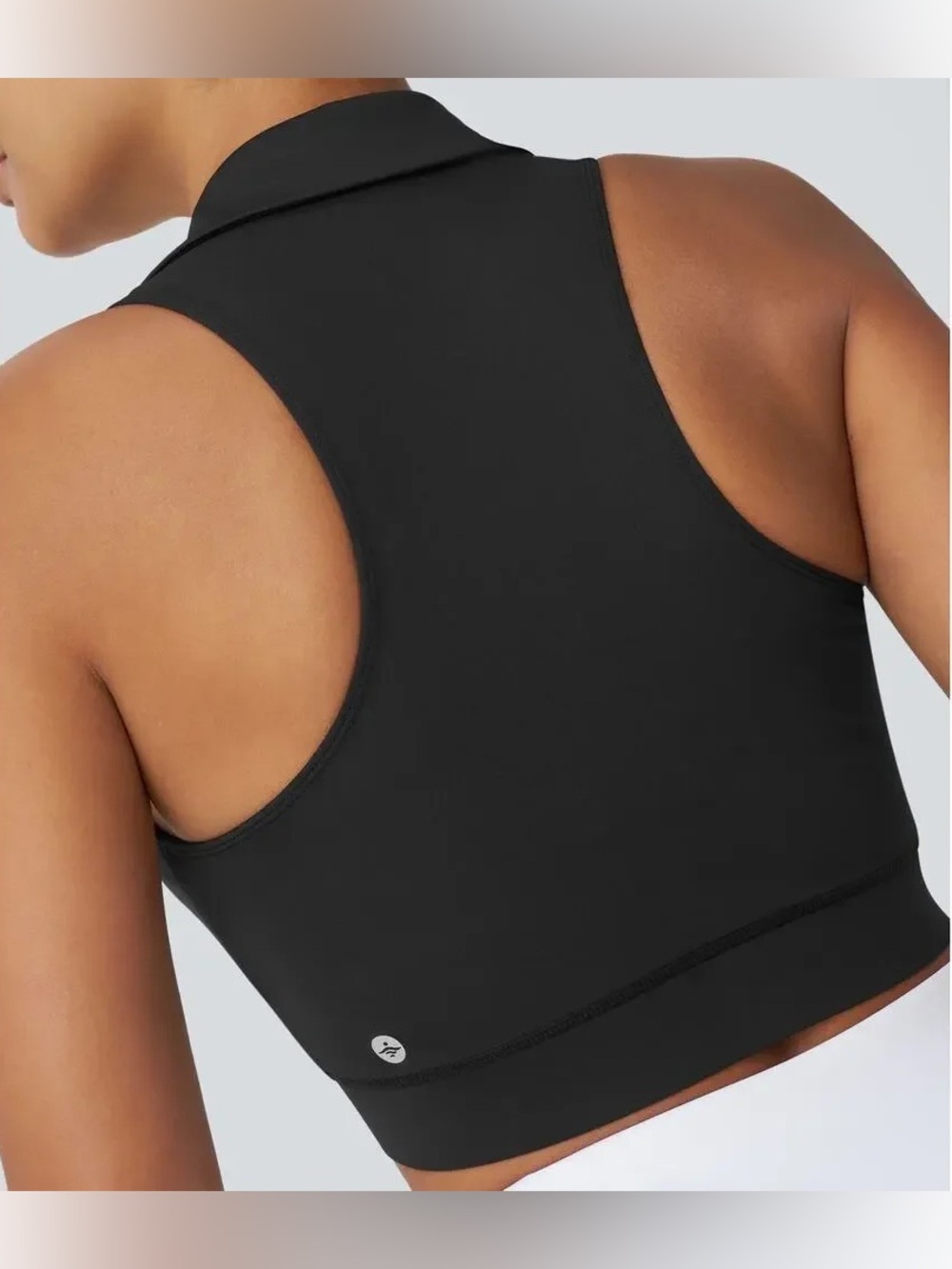 Halara SoftlyZero QuickDry Polo Collar V Neck Racerback Cropped Tennis Tank Top - Picture 3 of 6